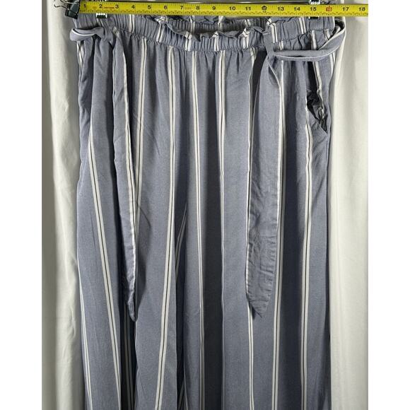 H&M Paperbag Wide Leg Striped Pants, Blue/White, Sz: 12, 87-11 - Picture 6 of 14